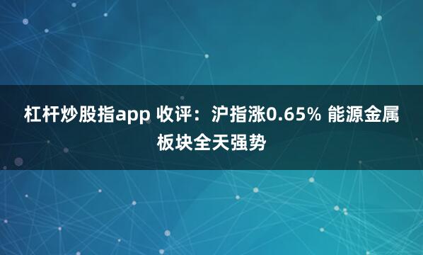 杠杆炒股指app 收评：沪指涨0.65% 能源金属板块全天强势