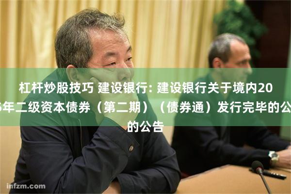 杠杆炒股技巧 建设银行: 建设银行关于境内2025年二级资本债券(第二期)(债券通)发行完毕的公告